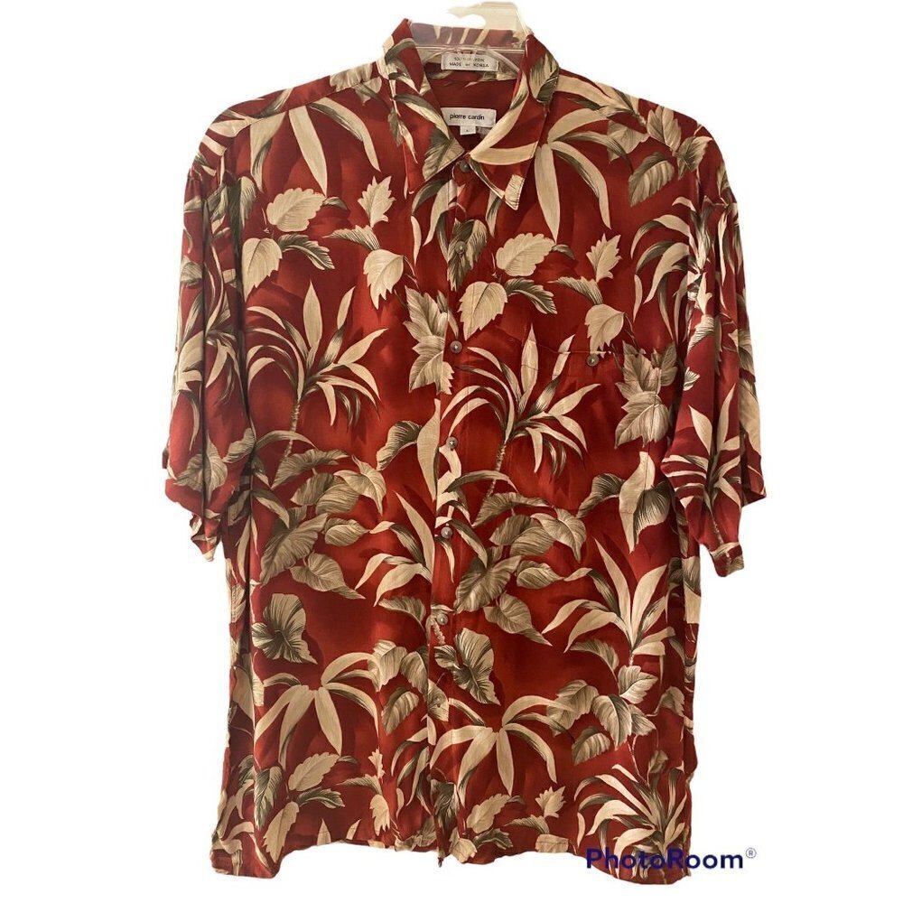 Pierre Cardin Vintage (90s) Red Hawaiin Causual Button Shirt, Large